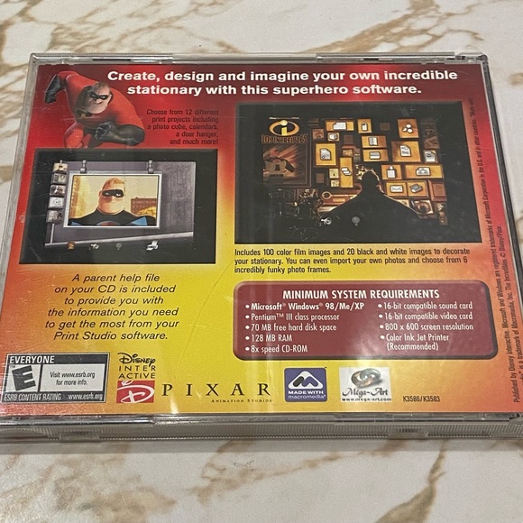 The Incredibles Disney Pixar Print Studio 2005 Windows 98 Photo Editor Software - Picture 3 of 4